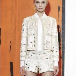 Rare Alice+Olivia Kidman embroidered cropped mirrored beaded jacket NWOT